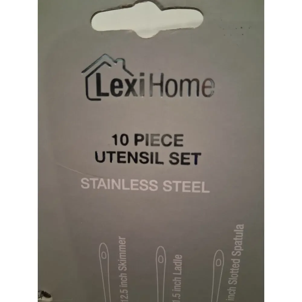 Basic Essentials 10-Piece Stainless Steel Kitchen Tool Utensil Set Mirror Polish
